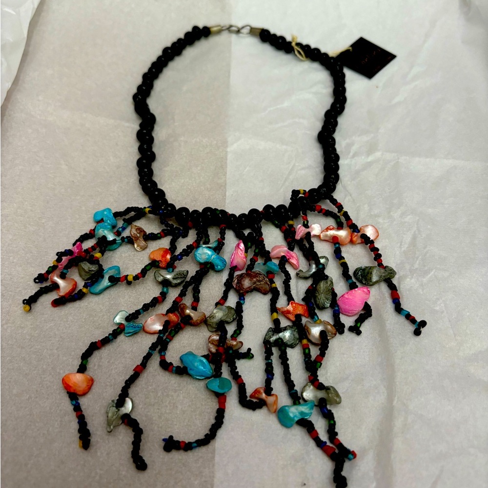 Beaded Shell Statement Necklace